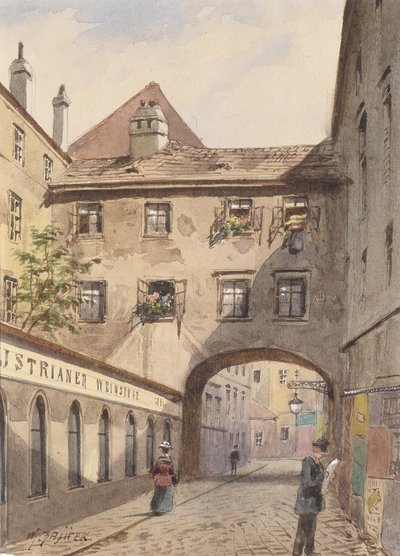 De poortboog in de Bäckerstraße door Carl Wenzel Zajicek